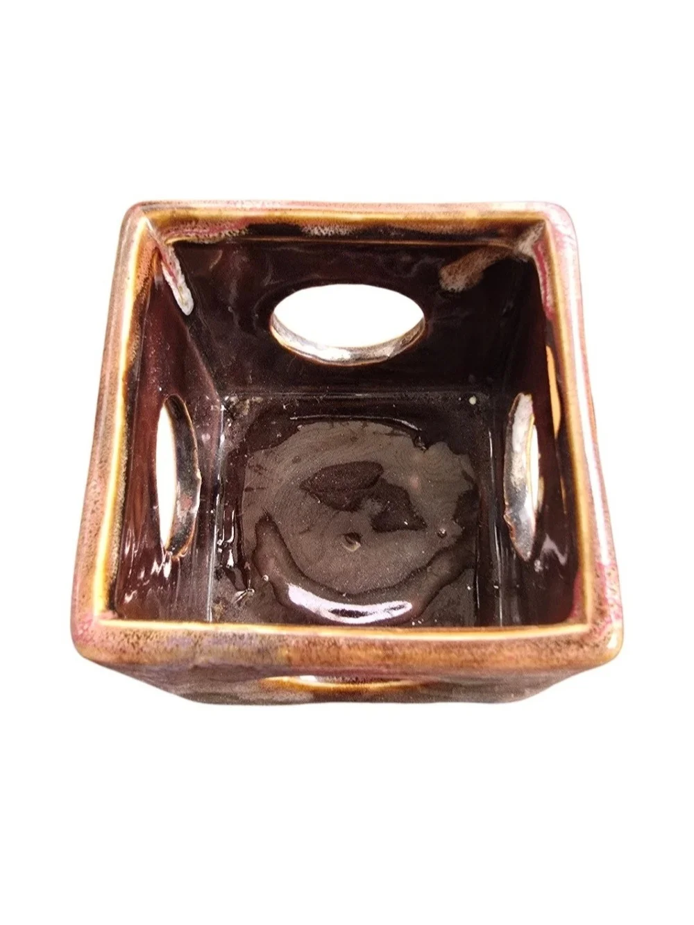 Handmade Ceramic Cube Tealight Votive Candle Holder Boho Decor